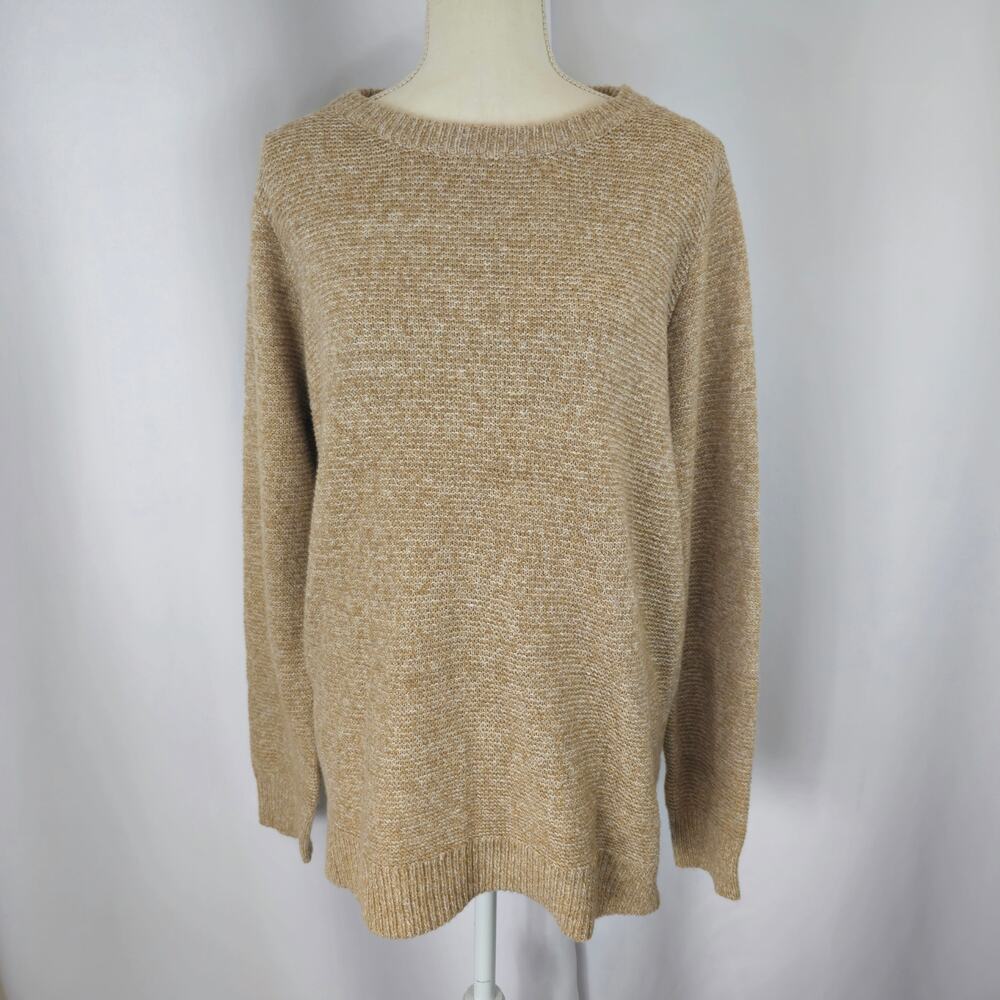 Beige Long Sleeve Knit Crew Neck Sweater Women's Size X-Large - Picture 2 of 15